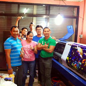 Training Eco Solvent Printer, UV Printer, Digital Textile Printer and Solvent Printer at oversea customer’s working site.