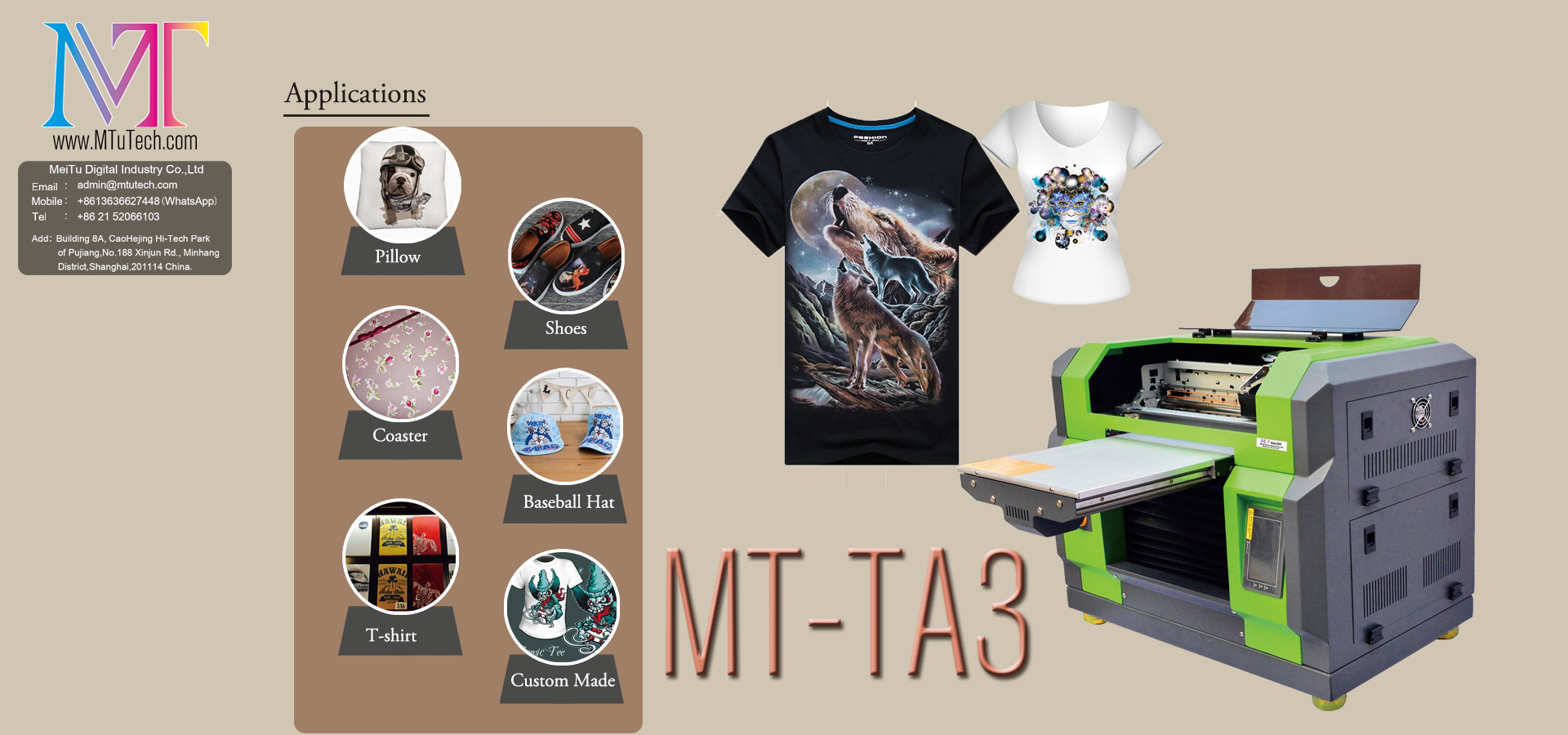 Digital Textile Direct to Garment(Apparel) Printer MT-TA3H